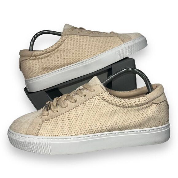 J/Slides Casual Embossed Snakeskin Sneakers Beige Suede Women's 10 - Picture 1 of 12